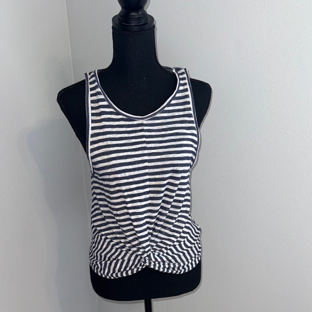 Soprano Black and White Striped Tank Top